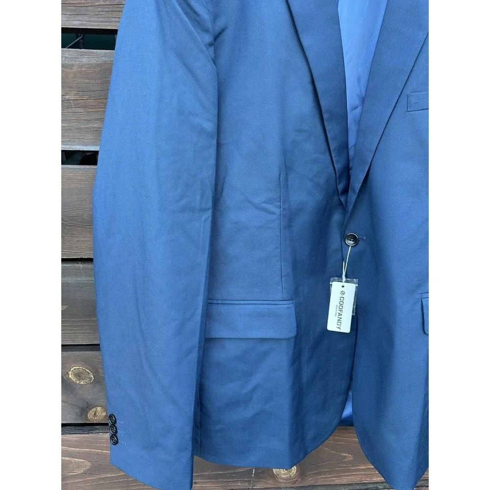 Coofandy Mens Navy Blue Double Vented 1-Button Sports‎ Blazer Jacket *2XL NWOT